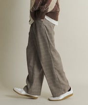 グレンチェックタックワイドスラックス