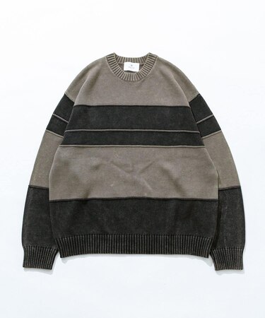 ピグメントパネルボーダーニット