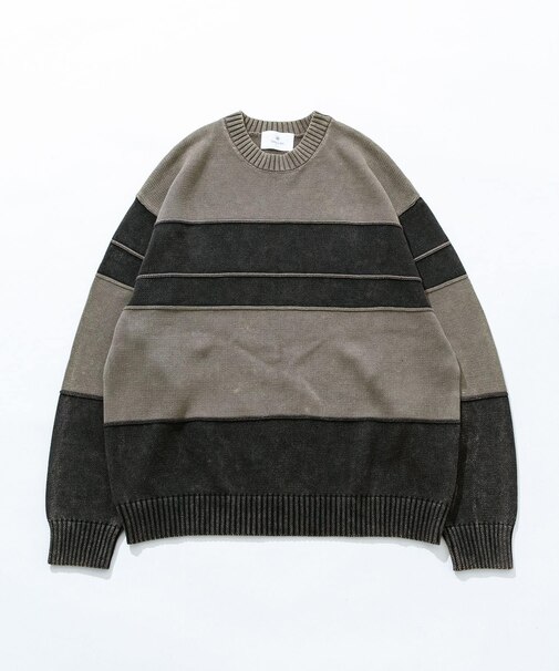 ピグメントパネルボーダーニット