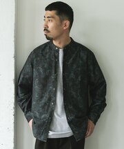 両面起毛ネルバンドカラーシャツ
