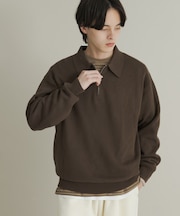 『ユニセックス』スウェットライクハーフジップニット