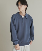 『ユニセックス』スウェットライクハーフジップニット