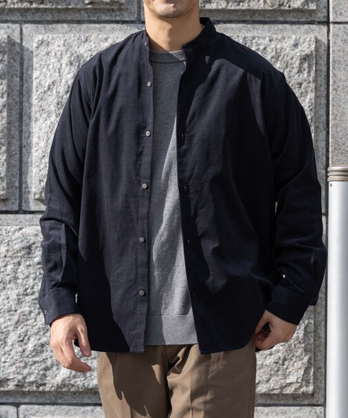 アーバンリラックスコーデュロイバンドシャツ