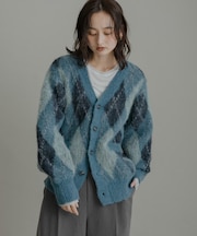 アーガイルVネックカーディガン