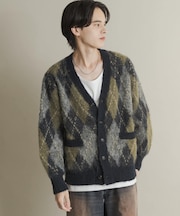 アーガイルVネックカーディガン