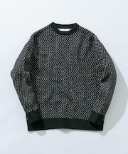 『XLサイズあり』バーズアイ柄クルーネックニット
