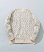『XLサイズあり』バーズアイ柄クルーネックニット