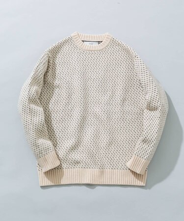 『XLサイズあり』バーズアイ柄クルーネックニット