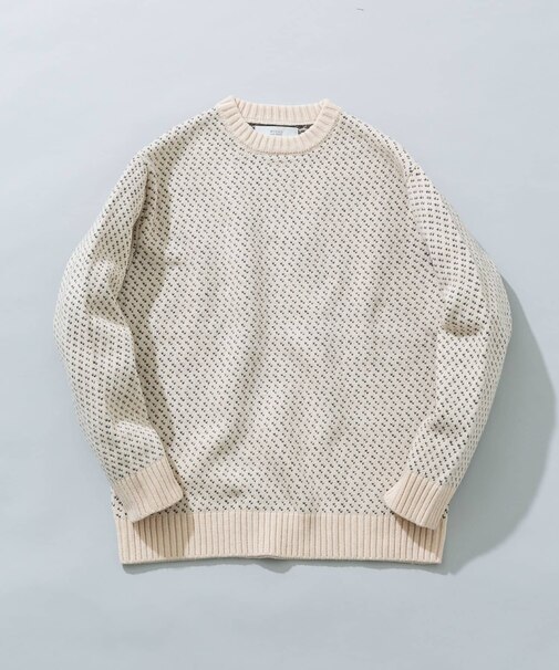 『XLサイズあり』バーズアイ柄クルーネックニット