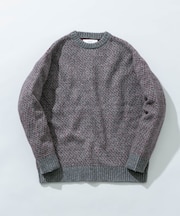 『XLサイズあり』バーズアイ柄クルーネックニット