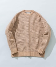 『XLサイズあり』バーズアイ柄クルーネックニット