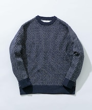 『XLサイズあり』バーズアイ柄クルーネックニット