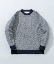『XLサイズあり』ヘリンボーン柄クルーネックニット