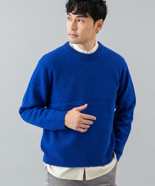 ストレッチ スリムフィット ノータックスラックス デニム風紺