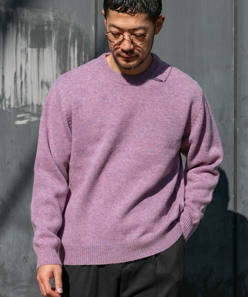 『XLサイズあり』シェットランドウールクルーネックニット