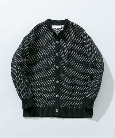 バーズアイ柄クルーニットカーディガン