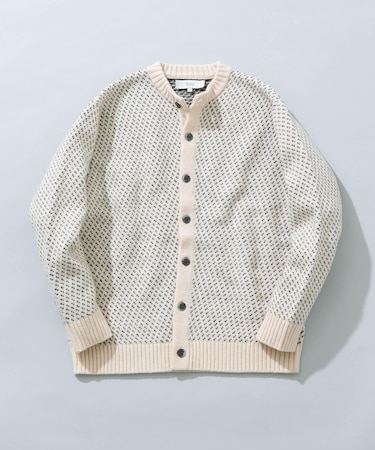 バーズアイ柄クルーニットカーディガン