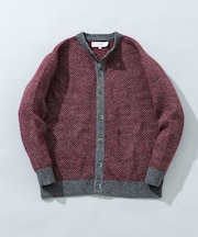 『XLサイズあり』ヘリンボーン柄クルーニットカーディガン