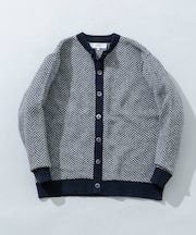 『XLサイズあり』ヘリンボーン柄クルーニットカーディガン