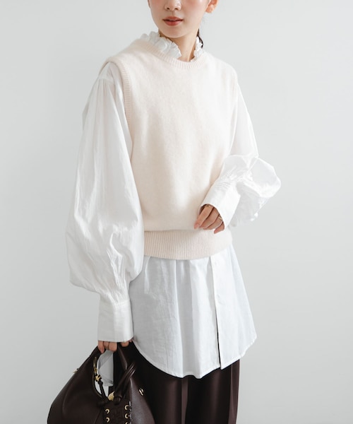 crinkle crinkle crinkle cotton frill coller shirts｜アーバン