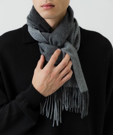 バイカラーカシミヤマフラー