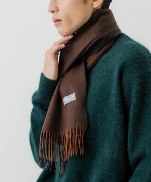 バイカラーカシミヤマフラー