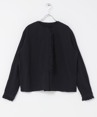 コットンシルクフリルブラウス