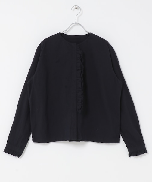 コットンシルクフリルブラウス