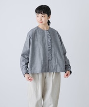 コットンシルクフリルブラウス