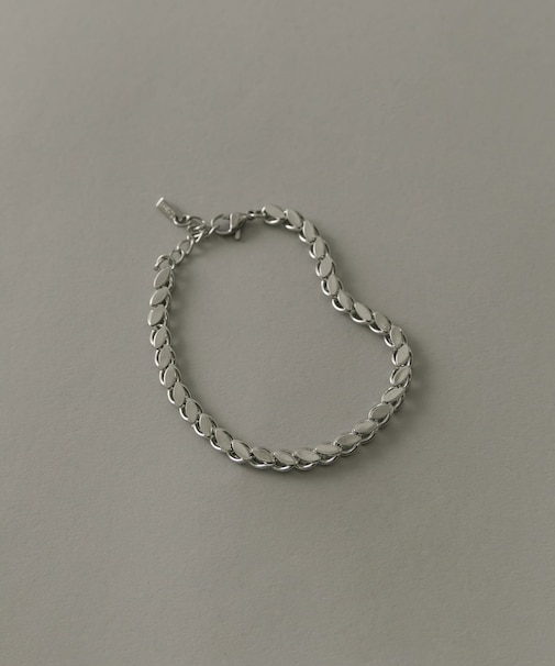 ステンレスリーフモチーフチェーンブレスレット