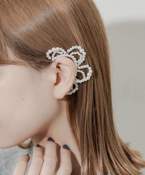 パールフラワーイヤーフック