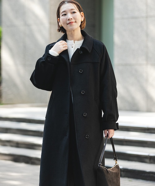 美品✨Max&Co アンゴラ混ステンカラーロングコート　ブラック　38 MAX&Co. ウール・アンゴラ混 チェスターコート ロング丈 黒M*LD951