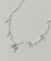 キラキラチャームパールネックレス