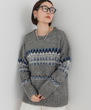 F by ROSSO　ノルディック柄ニットプルオーバー