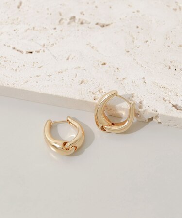 メタルノットワンタッチフープピアス