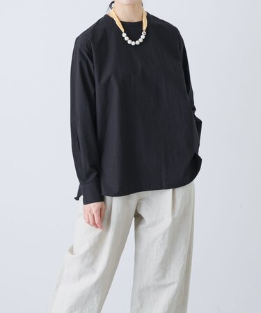 コットンクルーネックプルオーバーシャツ