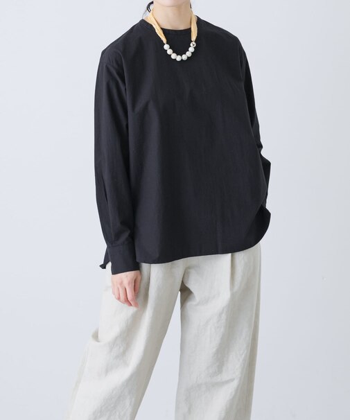 コットンクルーネックプルオーバーシャツ