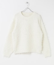 『洗濯可』シャギークルーネックニット