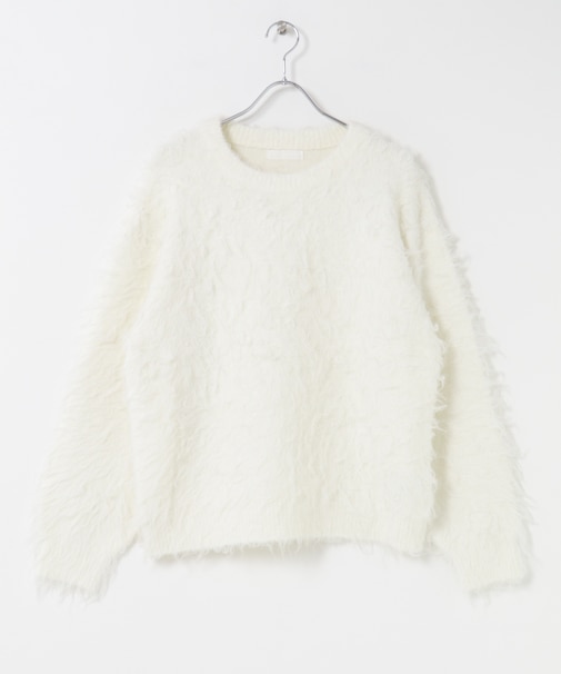 『洗濯可』シャギークルーネックニット