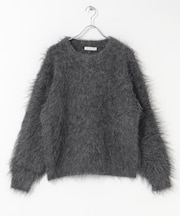 『洗濯可』シャギークルーネックニット