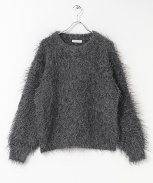 『洗濯可』シャギークルーネックニット