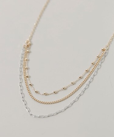 コンビメッキトリプルチェーンネックレス