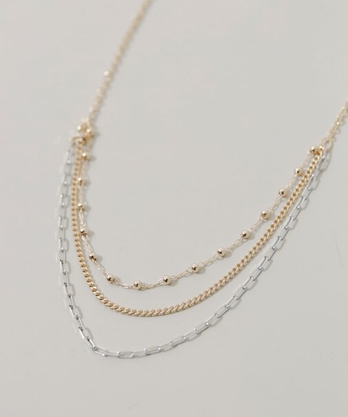 コンビメッキトリプルチェーンネックレス