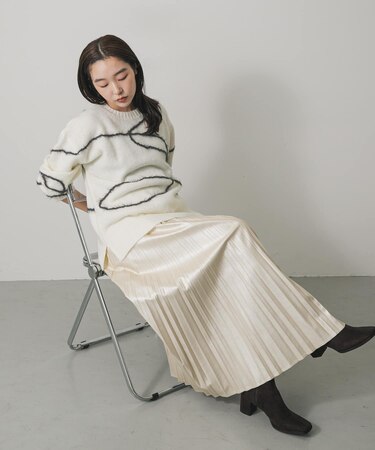 シャギーラインルーズニット