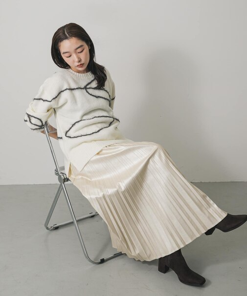 シャギーラインルーズニット