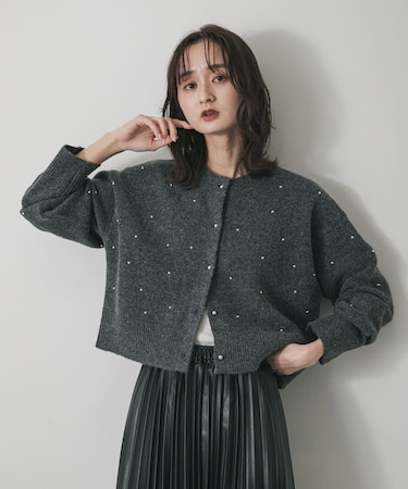 『洗濯可』ボールビーズカーディガン