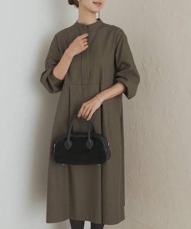 『UR TECH』チェック柄バルーンスリーブワンピース