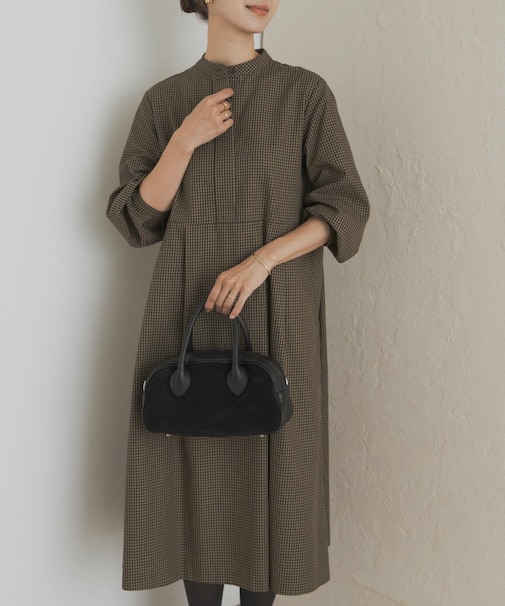 『UR TECH』チェック柄バルーンスリーブワンピース