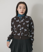 『洗濯可』ジャガードフラワーコンパクトニットカーディガン
