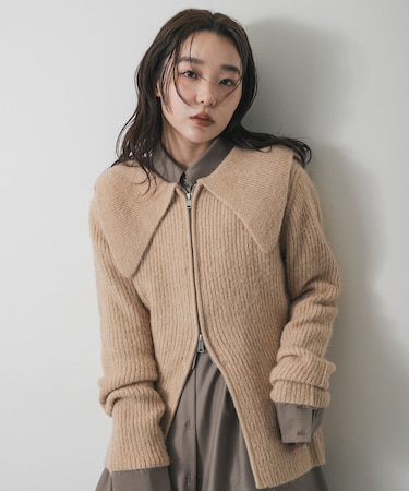 『洗濯可』ドロップカラージップセーター